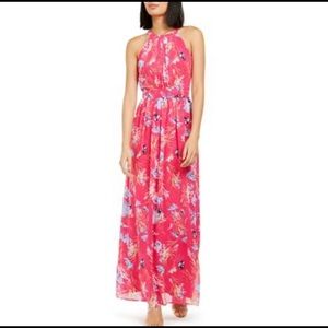 INC Halter Style Tie Back Floral Maxi Dress